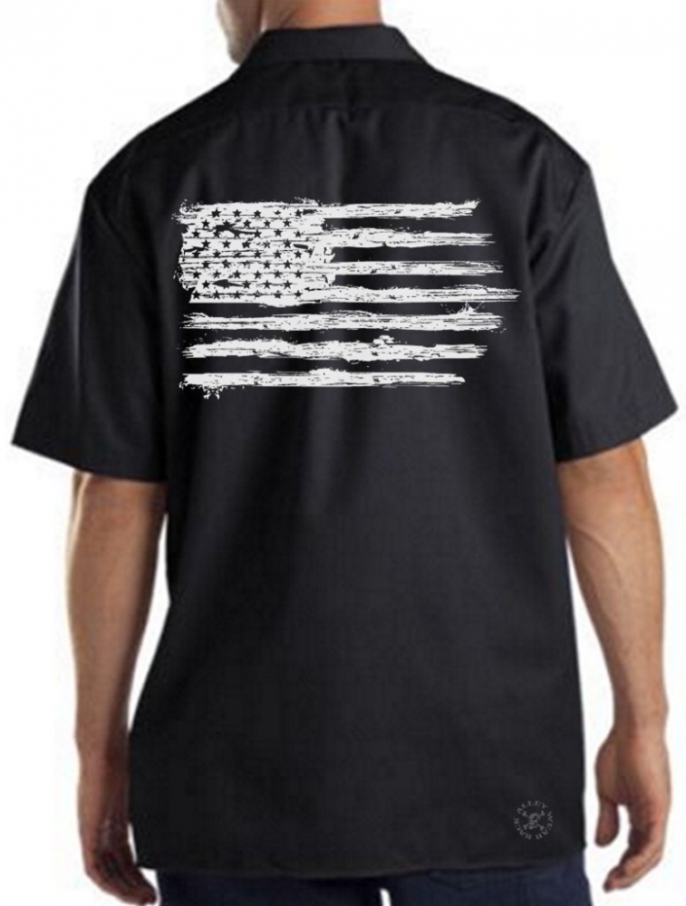 USA Distressed Flag Work Shirt | Back Alley Wear