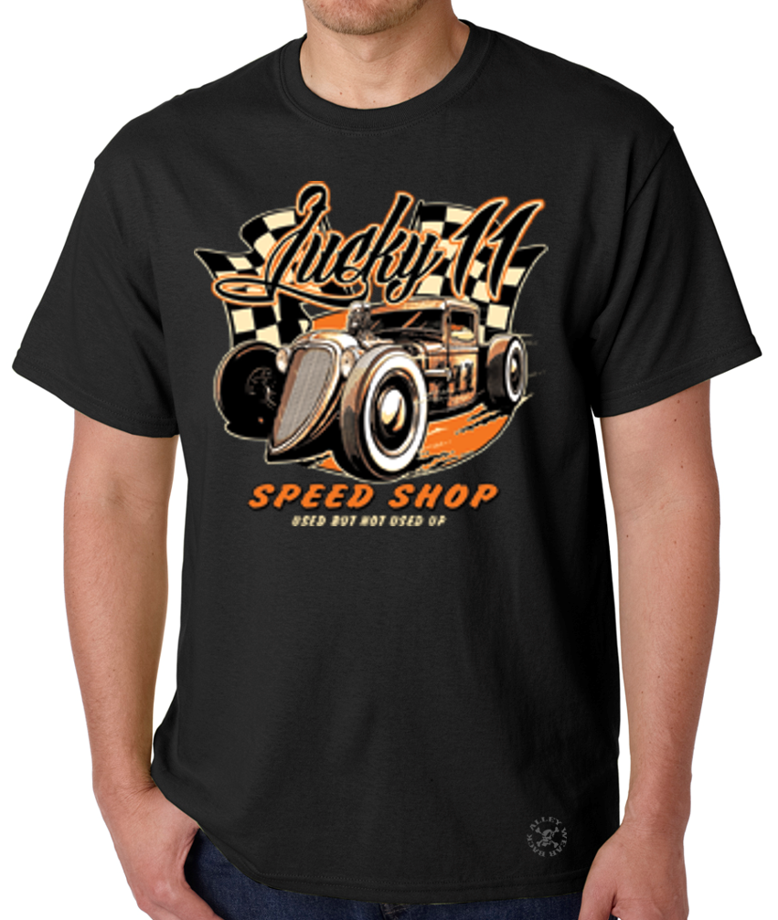 Heren: kleding Hot Rod Rockabilly T Shirt Lucky Skull Auto Racing Rat ...